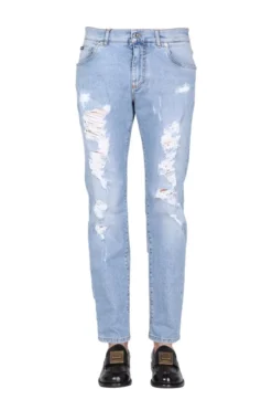 ( New Season ) Dolce & Gabbana Distressed Jeans - Blue