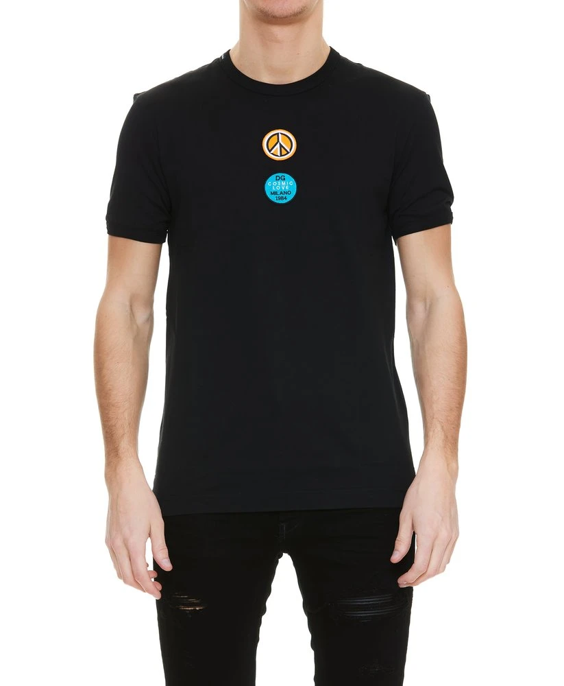 ( New Season ) Dolce & Gabbana Patch Detailed Crewneck T-Shirt - Black 1 ( New Season ) Dolce & Gabbana Patch Detailed Crewneck T-Shirt - Black