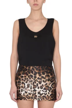 ( New Season ) Dolce & Gabbana Distressed U-Neck Tank Top - Black