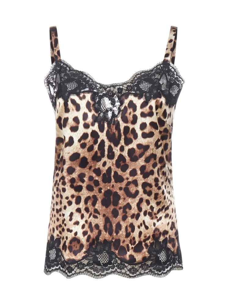 Dolce & Gabbana Leopard Print Lace Camisole - Multi 1 Dolce & Gabbana Leopard Print Lace Camisole - Multi