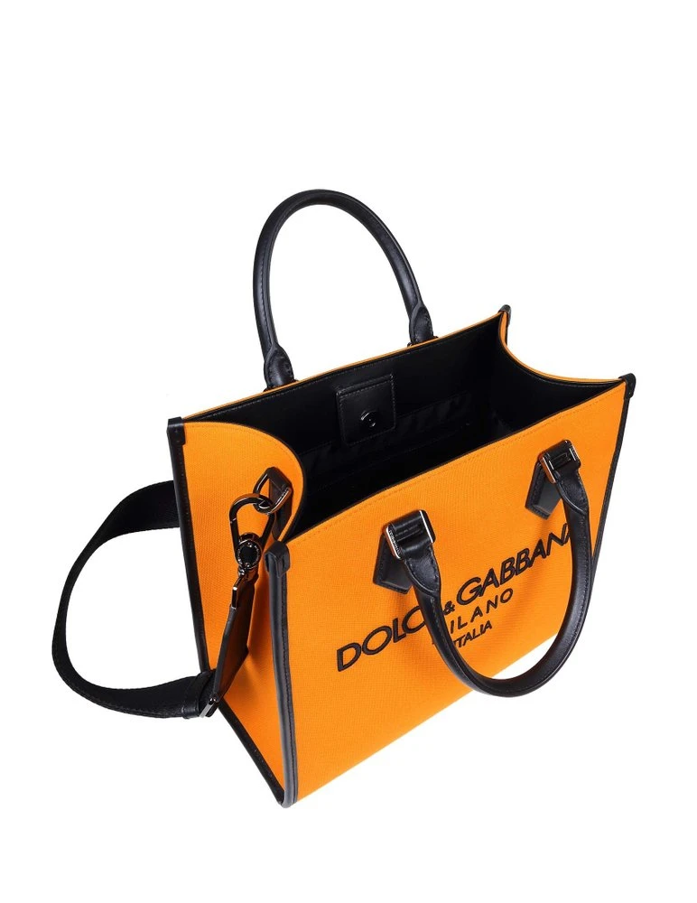 ( New Season ) Dolce & Gabbana Logo Embroidered Small Shopper Bag - Orange 4 ( New Season ) Dolce & Gabbana Logo Embroidered Small Shopper Bag - Orange - Image 4
