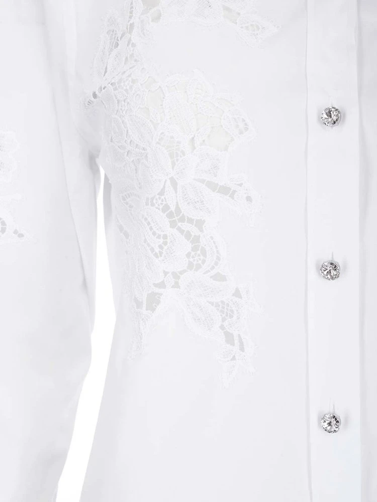 ( New Season ) Dolce & Gabbana Lace Detailed Shirt - White 3 ( New Season ) Dolce & Gabbana Lace Detailed Shirt - White - Image 3