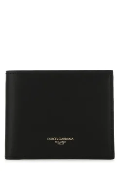 ( New Season ) Dolce & Gabbana Logo Detailed Foldover Wallet - Black