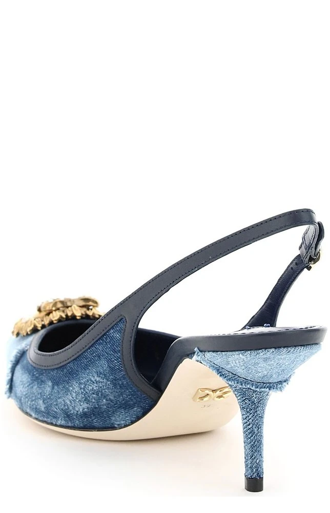 Dolce & Gabbana Devotion Denim Slingback Pumps - Blue 2 Dolce & Gabbana Devotion Denim Slingback Pumps - Blue - Image 2