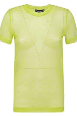 ( New Season ) Dolce & Gabbana Monogram Patterned Mesh T-Shirt - Green