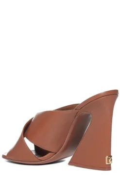 ( New Season ) Dolce & Gabbana Keira Geometric-Heel Mules - Brown -Cheap Vestureo Store 259a4e7a095e9a2c1e2c83201aa47459