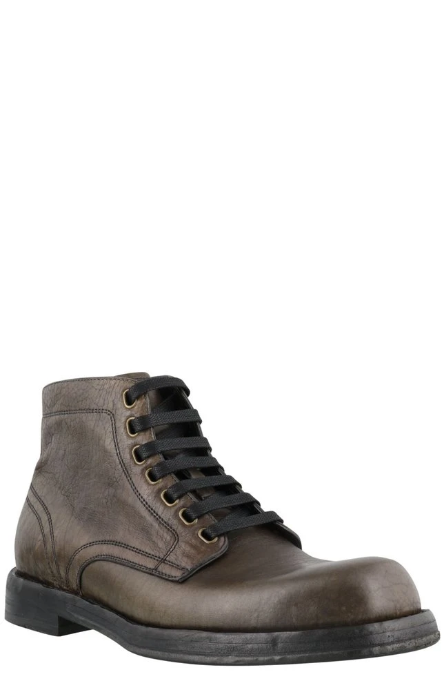 Dolce & Gabbana Perugino Lace-Up Ankle Boots - Brown 2 Dolce & Gabbana Perugino Lace-Up Ankle Boots - Brown - Image 2