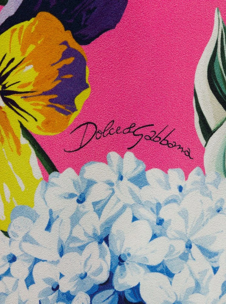 ( New Season ) Dolce & Gabbana Allover Floral Print Heart Neckline Dress - Multi 3 ( New Season ) Dolce & Gabbana Allover Floral Print Heart Neckline Dress - Multi - Image 3