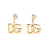 ( New Season ) Dolce & Gabbana Interlocking Logo Earrings - Gold
