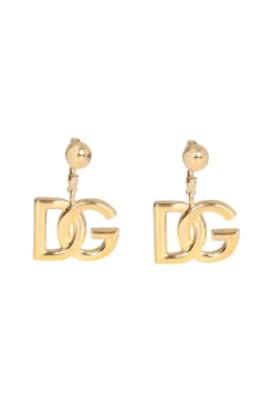 ( New Season ) Dolce & Gabbana Interlocking Logo Earrings - Gold