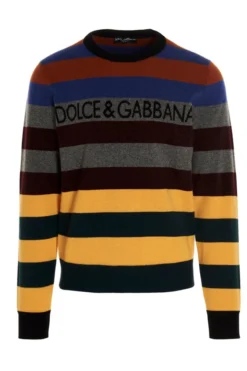 Dolce & Gabbana Logo Striped Knit Sweater - Multi