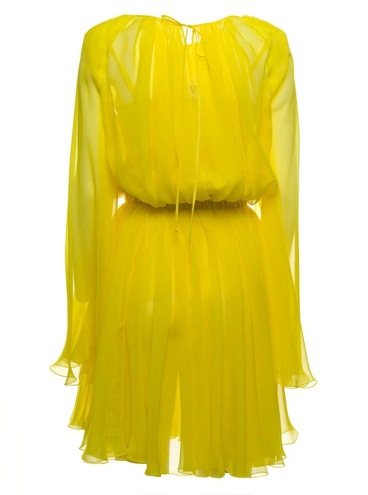 ( New Season ) Dolce & Gabbana Ruched Chiffon Mini Dress - Yellow 1 ( New Season ) Dolce & Gabbana Ruched Chiffon Mini Dress - Yellow