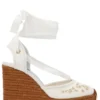 ( New Season ) Dolce & Gabbana Embroidered Wedges - White
