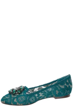( New Season ) Dolce & Gabbana Embellished Ballerina Shoes - Green -Cheap Vestureo Store 27ba9d0a96c9ab35029ca55064649a91