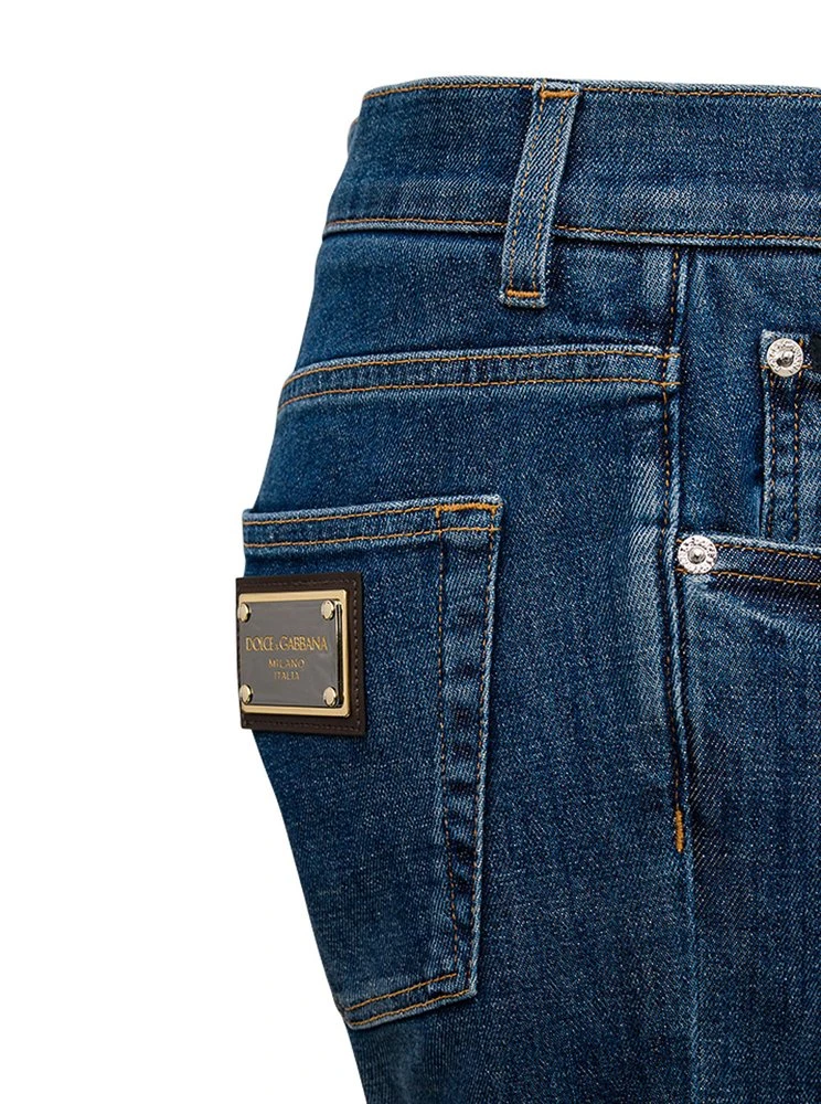 ( New Season ) Dolce & Gabbana Logo Patch Skinny Jeans - Blue 3 ( New Season ) Dolce & Gabbana Logo Patch Skinny Jeans - Blue - Image 3
