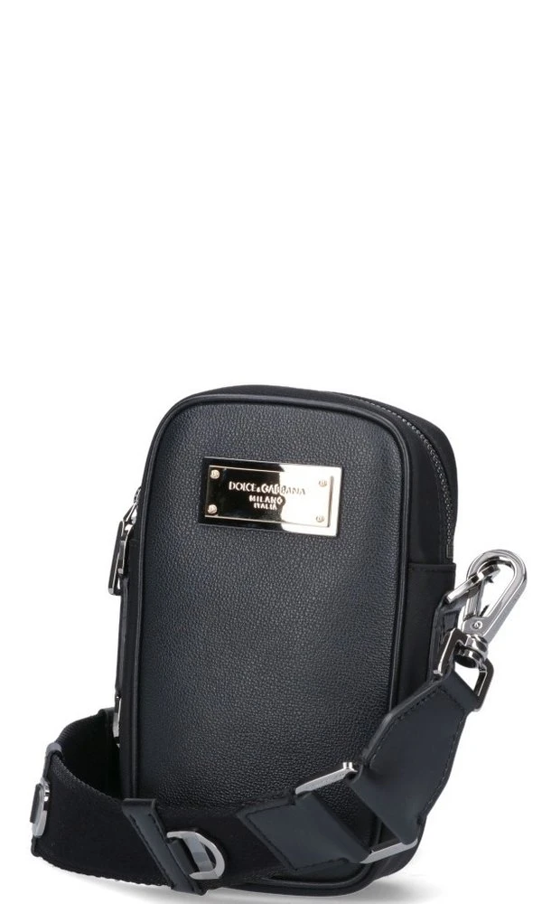 ( New Season ) Dolce & Gabbana Logo Plaque Crossbody Bag - Black 3 ( New Season ) Dolce & Gabbana Logo Plaque Crossbody Bag - Black - Image 3