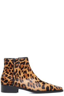 Dolce & Gabbana Leopard Pointed Toe Ankle Boots - Brown
