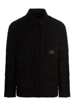Dolce & Gabbana Logo Patch Quilted Shirt Jacket - Black