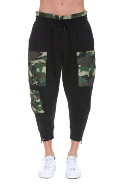 ( New Season ) Dolce & Gabbana Camouflage Pocket Drawstring Pants - Black