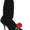Dolce & Gabbana Knitted Rose Embellished Ankle Boots - Black