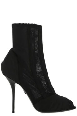 Dolce & Gabbana Peep-Toe Ankle Boots - Black