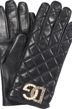 Dolce & Gabbana DG Logo Quilted Gloves - Black