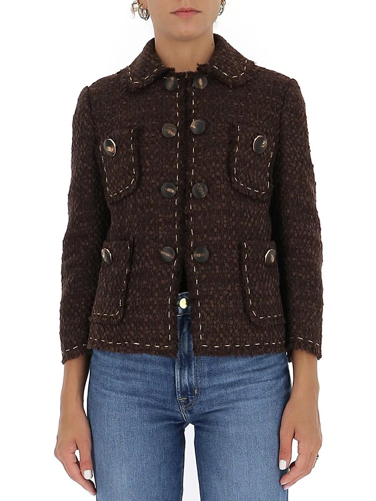 Dolce & Gabbana Cropped Tweed Jacket - Brown 1 Dolce & Gabbana Cropped Tweed Jacket - Brown