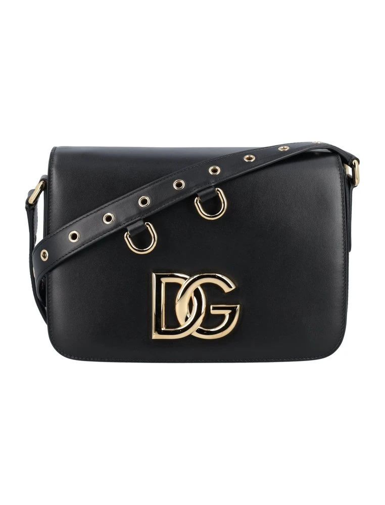 ( New Season ) Dolce & Gabbana 3.5 DG Logo Plaque Shoulder Bag - Black 1 ( New Season ) Dolce & Gabbana 3.5 DG Logo Plaque Shoulder Bag - Black