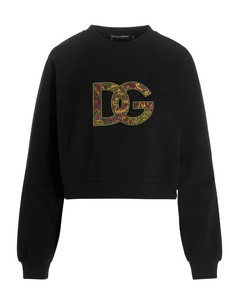 ( New Season ) Dolce & Gabbana Logo Printed Cropped Sweatshirt - Black 1 ( New Season ) Dolce & Gabbana Logo Printed Cropped Sweatshirt - Black