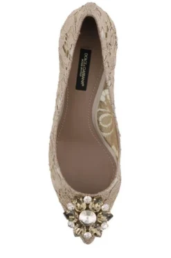 ( New Season ) Dolce & Gabbana Lace Detailed Pointed-Toe Pumps - Beige -Cheap Vestureo Store 2c9374c24d60b64aa3effbab9e3ab8f0