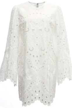 ( New Season ) Dolce & Gabbana Openwork Crewneck Mini Dress - White
