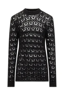 ( New Season ) Dolce & Gabbana Open Knit Crewneck Jumper - Black