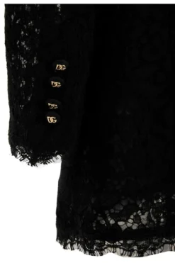 ( New Season ) Dolce & Gabbana Lace Embroidered Double-Breasted Blazer - Black -Cheap Vestureo Store 2d95a6c38301e5fd27e941326d113099