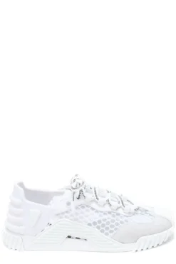 ( New Season ) Dolce & Gabbana Mesh Lace-Up Sneakers - White