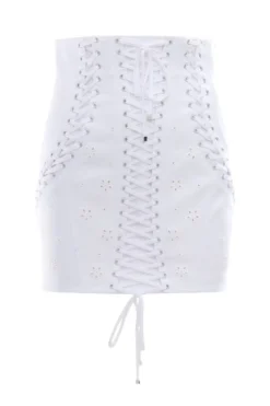 ( New Season ) Dolce & Gabbana Floral Embroidered Mini Skirt - White