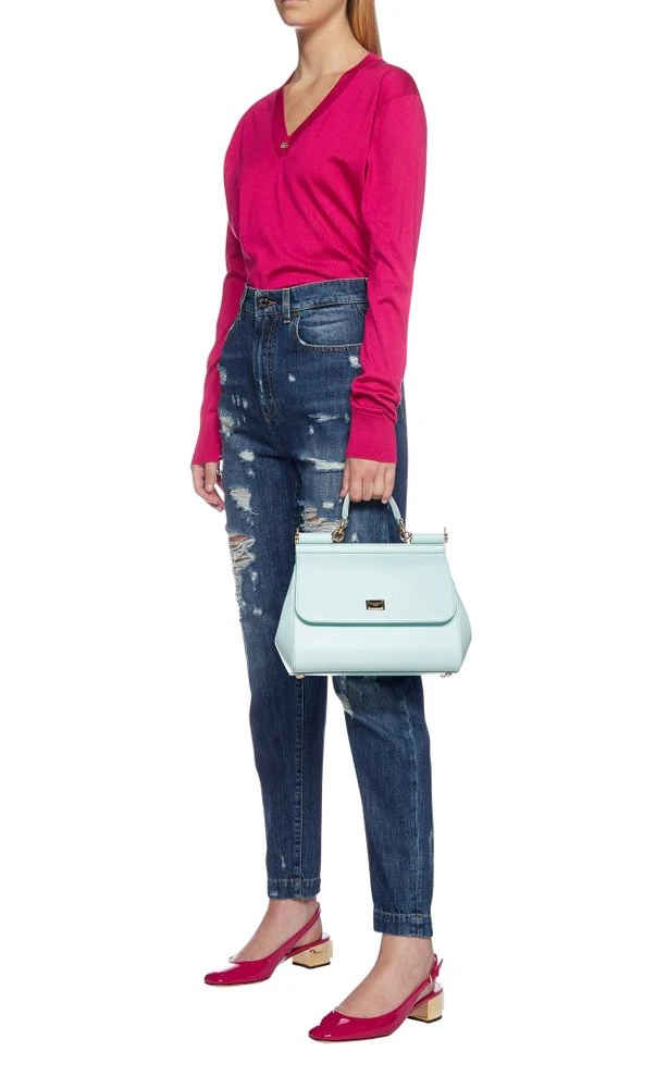 Dolce & Gabbana Sicily Medium Tote Bag - Blue 4 Dolce & Gabbana Sicily Medium Tote Bag - Blue - Image 4