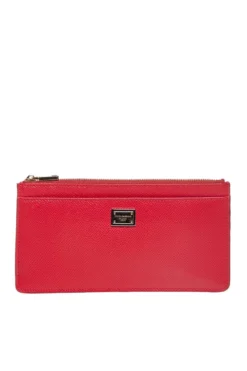 ( New Season ) Dolce & Gabbana Logo Plaque Large Cardholder - Red