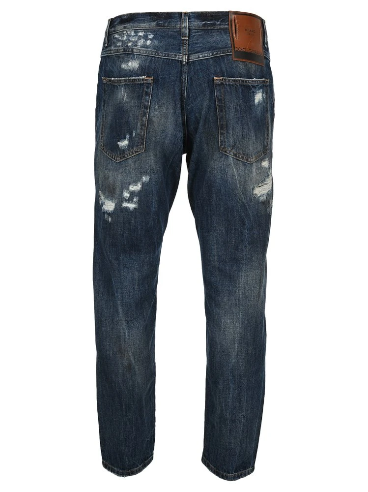Dolce & Gabbana Ripped Cropped Jeans - Blue 2 Dolce & Gabbana Ripped Cropped Jeans - Blue - Image 2