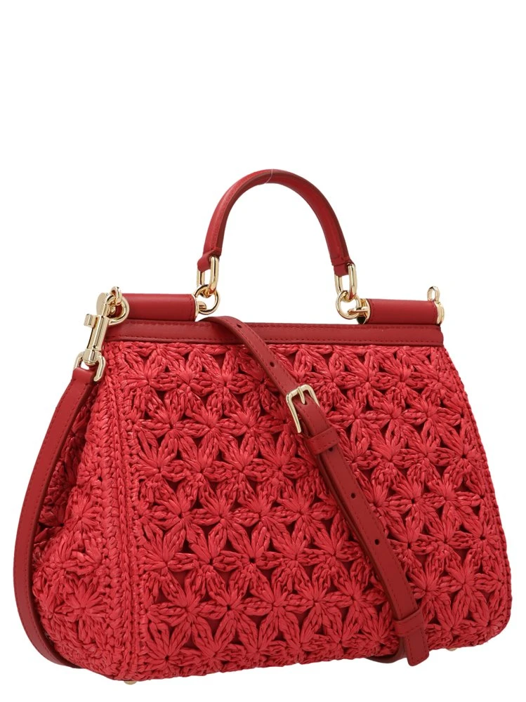 Dolce & Gabbana Sicily Medium Woven Tote Bag - Red 2 Dolce & Gabbana Sicily Medium Woven Tote Bag - Red - Image 2