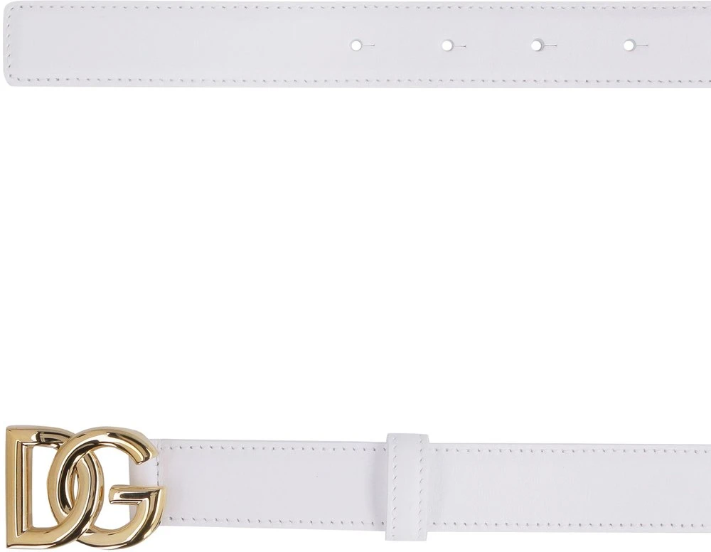 ( New Season ) Dolce & Gabbana DG Logo Buckle Belt - White 2 ( New Season ) Dolce & Gabbana DG Logo Buckle Belt - White - Image 2