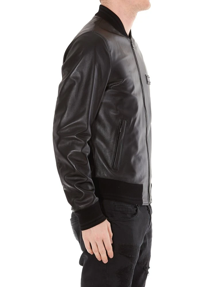 Dolce & Gabbana Leather Bomber Jacket - Black 3 Dolce & Gabbana Leather Bomber Jacket - Black - Image 3