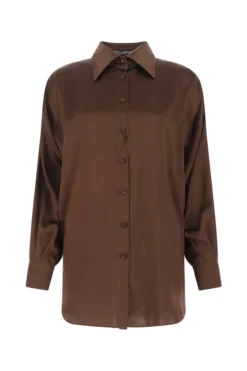 ( New Season ) Dolce & Gabbana Buttoned Long-Sleeved Shirt - Brown
