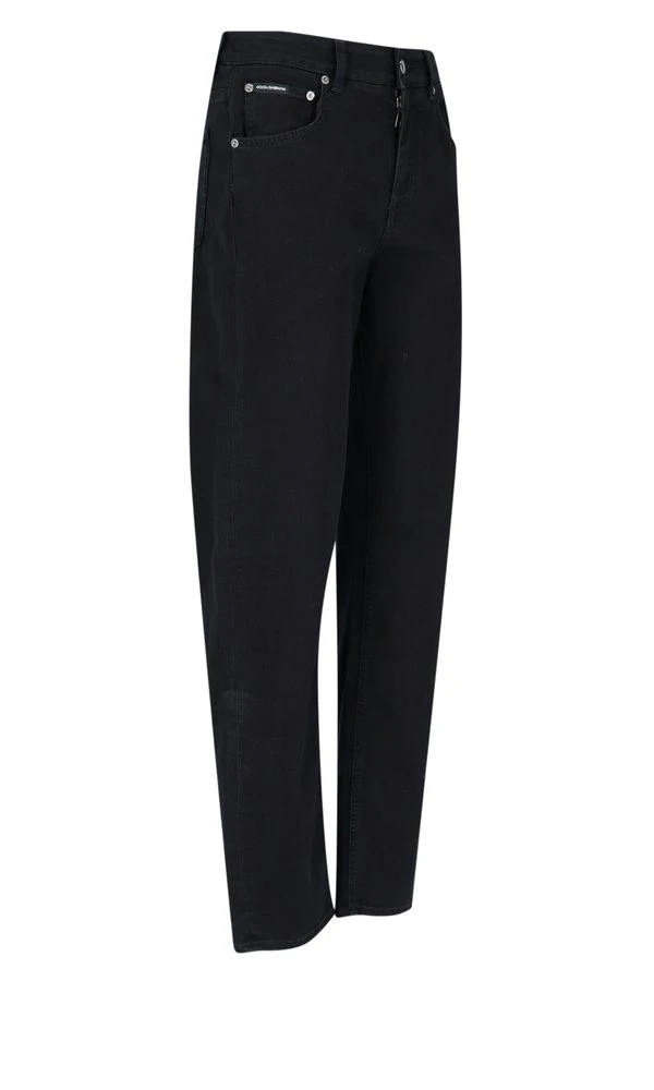 ( New Season ) Dolce & Gabbana Logo Plaque Straight-Leg Jeans - Black 3 ( New Season ) Dolce & Gabbana Logo Plaque Straight-Leg Jeans - Black - Image 3