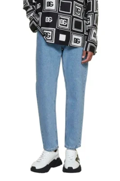 ( New Season ) Dolce & Gabbana Logo Patch Cropped Jeans - Blue -Cheap Vestureo Store 31d54ffe95c9b63584d196e45e638719