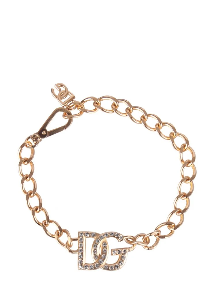 ( New Season ) Dolce & Gabbana Embellished Logo Chain Choker - Gold 1 ( New Season ) Dolce & Gabbana Embellished Logo Chain Choker - Gold