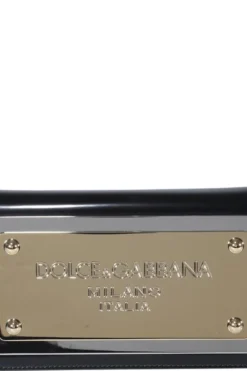 ( New Season ) Dolce & Gabbana Branded Plate Crossbody Bag - Black