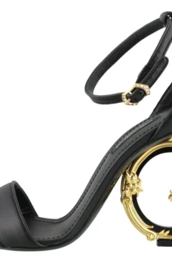 Dolce & Gabbana Logo Embellished Heel Sandals - Black -Cheap Vestureo Store 325c5ef21041053f7dadc8d3a28c6e40