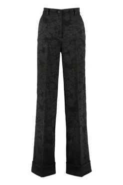 Dolce & Gabbana Jacquard Straight Leg Trousers - Black
