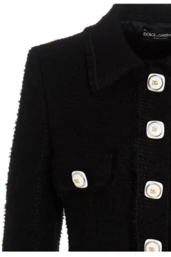 Dolce & Gabbana Tweed Buttoned Jacket - Black -Cheap Vestureo Store 3265c52f7e0c8ca49e55632b7b14e3a5