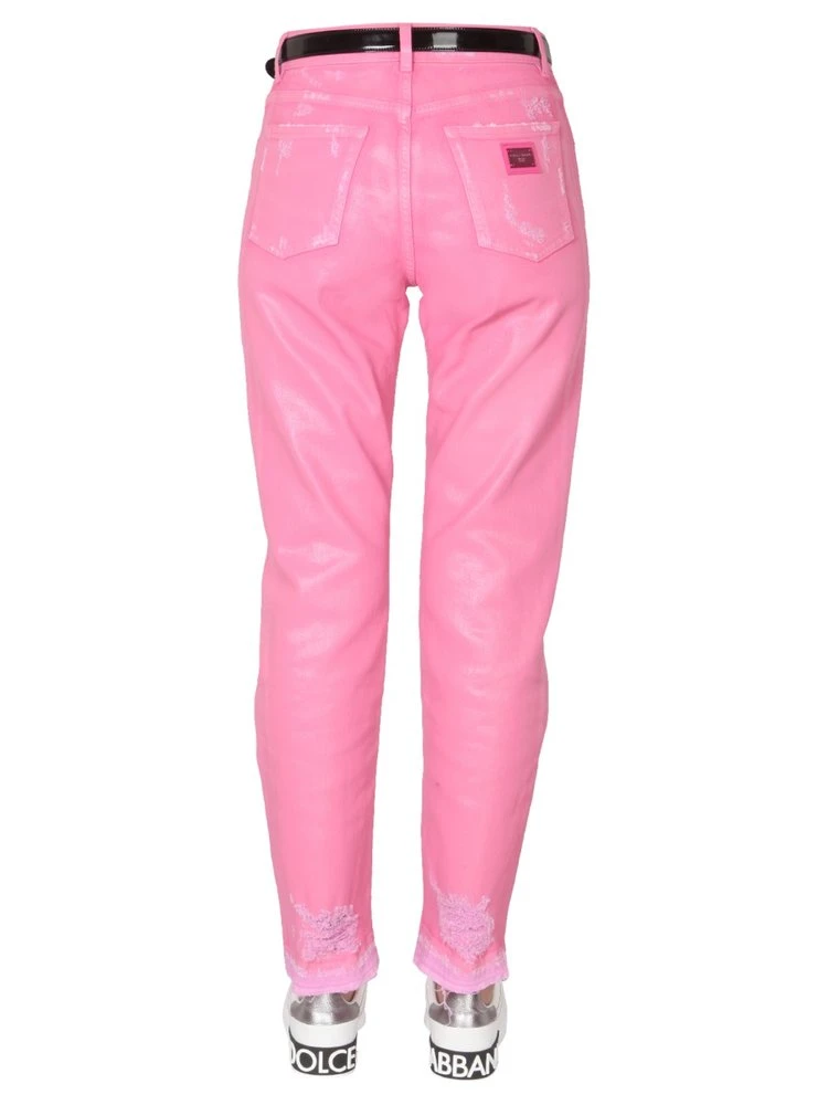 ( New Season ) Dolce & Gabbana Coated Denim Loose Jeans - Pink 2 ( New Season ) Dolce & Gabbana Coated Denim Loose Jeans - Pink - Image 2